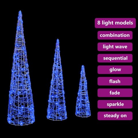 CHOINKA 3 PCS NIEBIESKI 40CM 60CM 80CM AKRYL