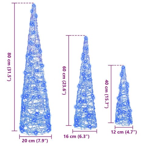 CHOINKA 3 PCS NIEBIESKI 40CM 60CM 80CM AKRYL