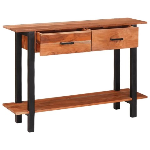 KONSOLA Z PÓŁKĄ BRĄZOWY 110X 30X 75CM LITE DREWNO AKACJOWE