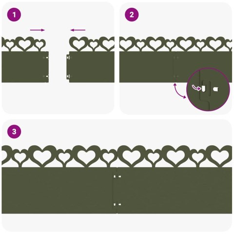 VidaXL Obrzeża trawnikowe 10 pcs Zielony oliwkowy 103 x 0,05 x 22 cm
