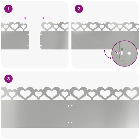 VidaXL Obrzeża trawnikowe 20 pcs Srebrny 103 x 0,05 x 22 cm