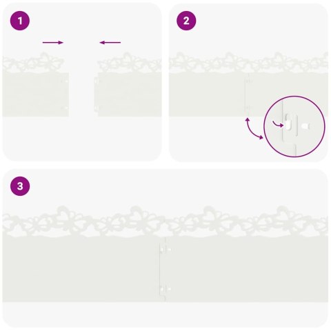 OBRZEŻA TRAWNIKOWE 30 SZT BIAŁY 103X0,05X22CM STAL