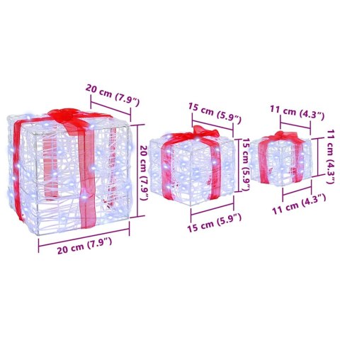 PUDEŁKO PREZENTOWE 3 PCS ZIMNA BIEL 20X 20X 20CM AKRYL