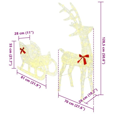 VidaXL Renifer ciągnący sanie Ciepła biel 120 cm 55 cm Akryl