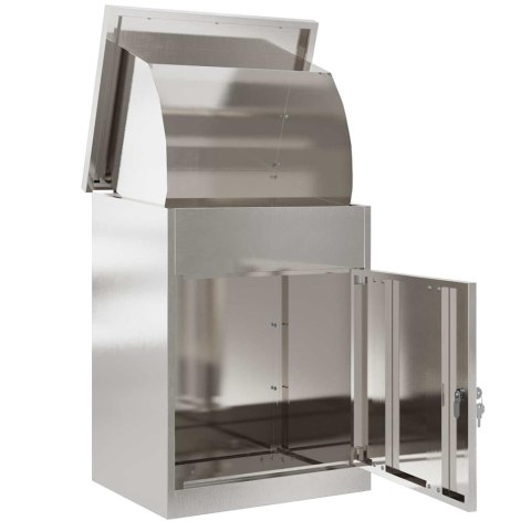 VidaXL Skrzynka na przesyłki Czarny 47.5 x 38 x 59 cm Stal nierdzewna