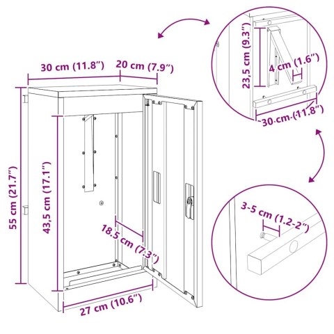 SKRZYNKA NA LISTY Z DRZWIAMI ANTRACYT 30X20X55CM STAL