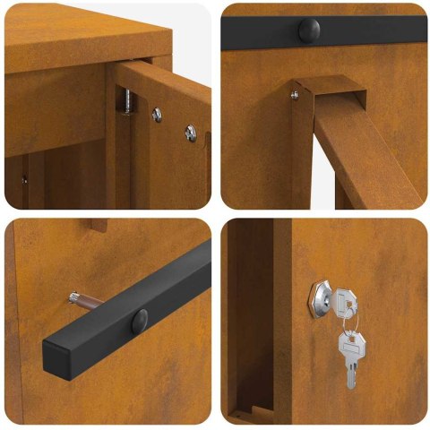 VidaXL skrzynka na listy z przechowywaniem Rdzawy 30 x 20 x 55 cm