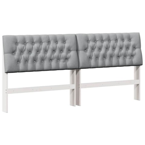 TAPICEROWANE WEZGŁOWIE JASNOSZARY 200CM LITE DREWNO SOSNOWE