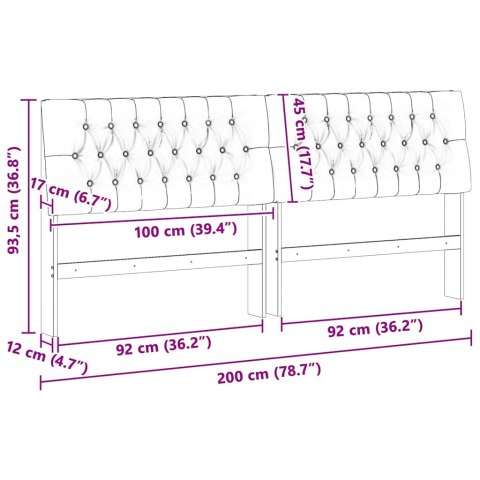 TAPICEROWANE WEZGŁOWIE JASNOSZARY 200CM LITE DREWNO SOSNOWE