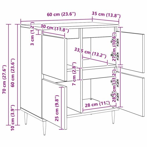 BUFET BRĄZOWY 60X35X70CM