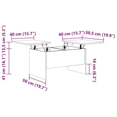 VidaXL Stolik kawowy Czarny Dąb 102 x 50,5 x 46,5 cm