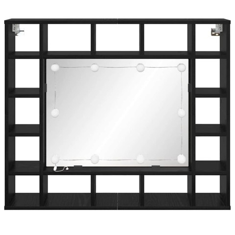 VidaXL Szafka z lustrem z półką Z lustrem Czarny Dąb 91 x 15 x 76,5 cm