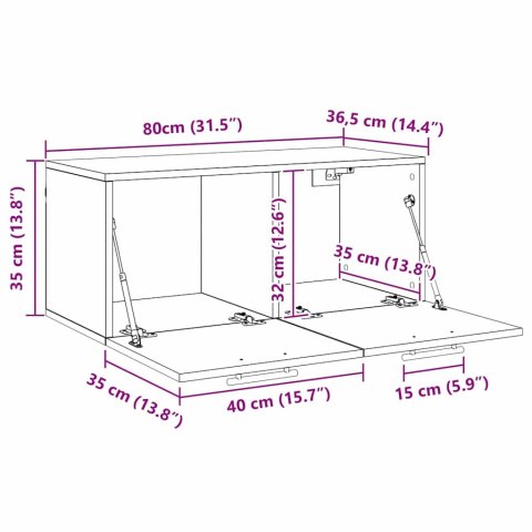 SZAFKA ŚCIENNA CZARNY DĄB 80X36.5X35CM