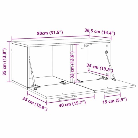 SZAFKA ŚCIENNA CZARNY DĄB 80X36.5X35CM