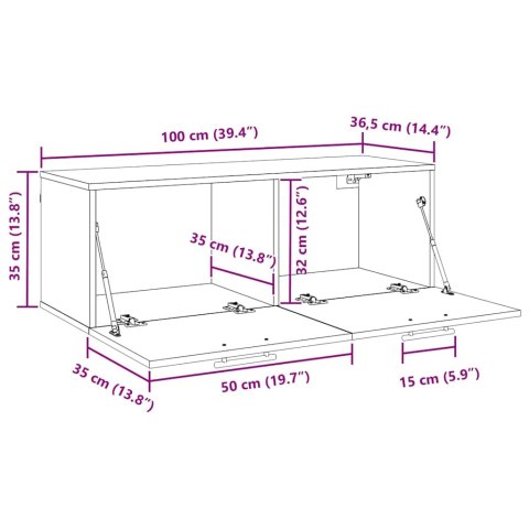 SZAFKA ŚCIENNA DĄB ARTISAN 100X36.5X35CM
