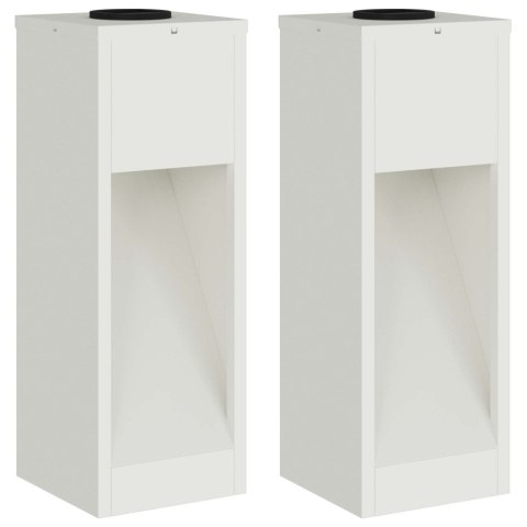 LAMPY SOLARNE OGRODOWE 2 SZTUKI SŁUPKI STALOWE 50CM BIAŁE CIEPŁA BIEL LED