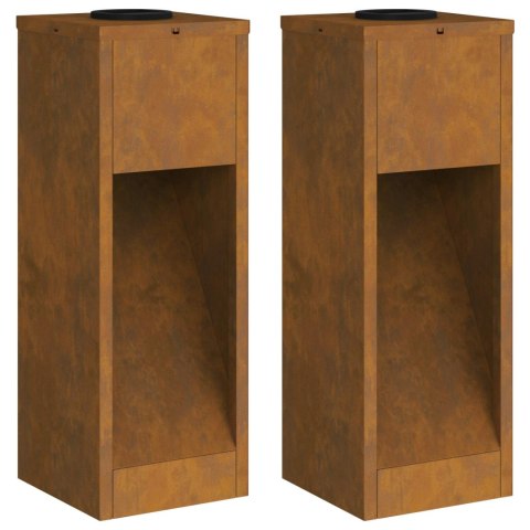 LAMPY SOLARNE OGRODOWE 2 SZTUKI SŁUPKI STALOWE 50CM LOFT RDZAWE CIEPŁA BIEL