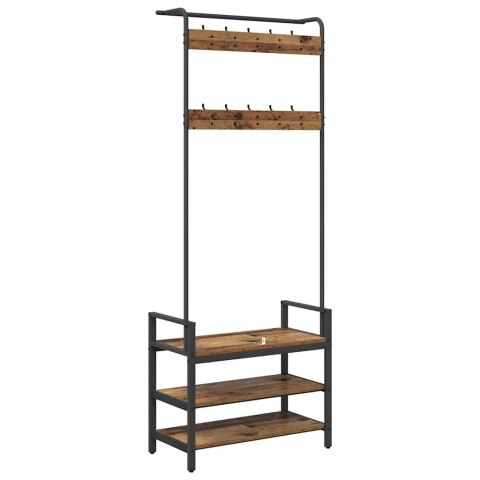 VidaXL Wieszak na płaszcze z półką Inny Stare drewno 75 x 34 x 184 cm