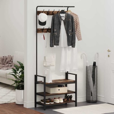 VidaXL Wieszak na płaszcze z półką Inny Wędzony dąb 75 x 34 x 184 cm