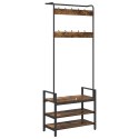 VidaXL Wieszak na płaszcze z półką Inny Wędzony dąb 75 x 34 x 184 cm
