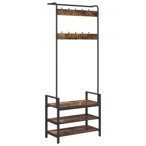 VidaXL Wieszak na płaszcze z półką Inny Wędzony dąb 75 x 34 x 184 cm