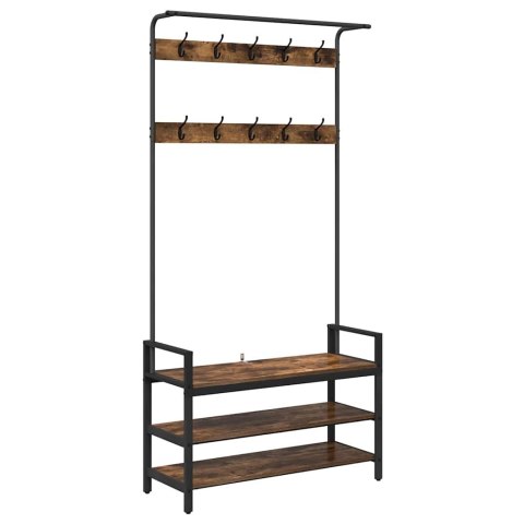 VidaXL Wieszak na płaszcze z półką Inny Wędzony dąb 95 x 34 x 184 cm