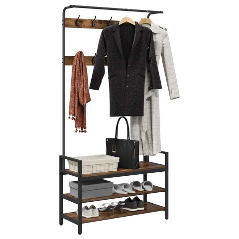 VidaXL Wieszak na płaszcze z półką Inny Wędzony dąb 95 x 34 x 184 cm