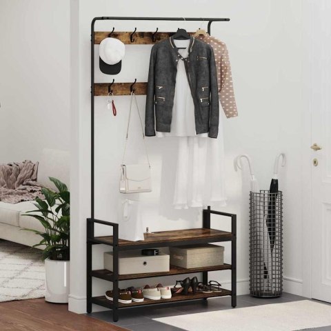 VidaXL Wieszak na płaszcze z półką Inny Wędzony dąb 95 x 34 x 184 cm