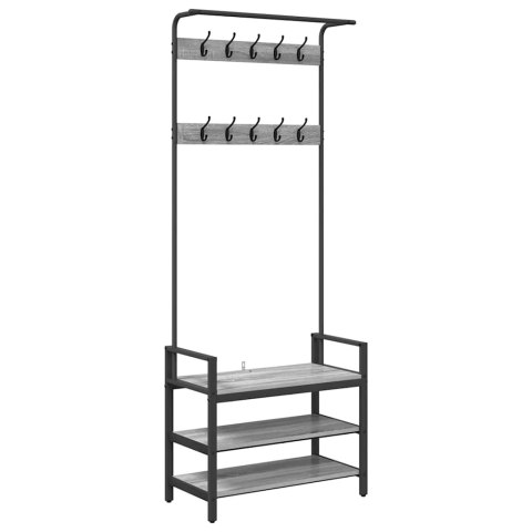 VidaXL Wieszak na płaszcze z półką Szary dąb sonoma 75 x 34 x 184 cm