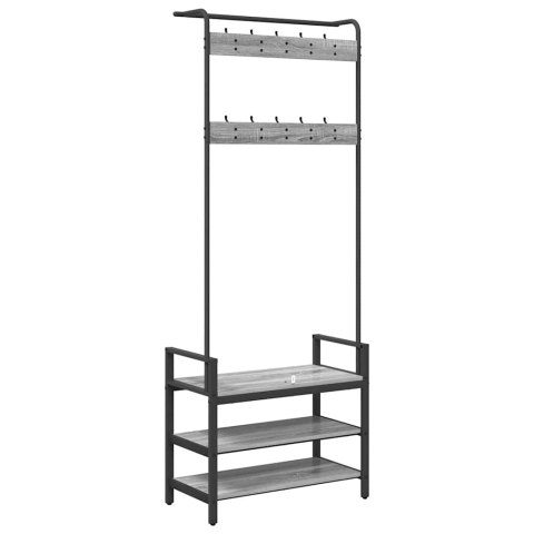 VidaXL Wieszak na płaszcze z półką Szary dąb sonoma 75 x 34 x 184 cm