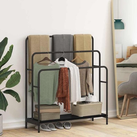 VidaXL Wieszak na ubrania z półką Czarny dąb 90 x 30 x 100.5 cm