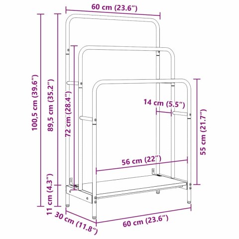VidaXL Wieszak na ubrania z półką Stare drewno 60 x 30 x 100.5 cm