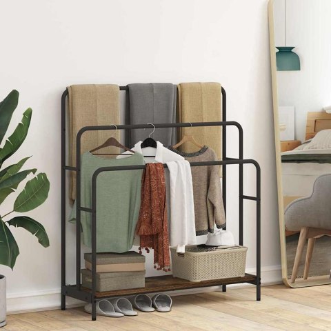 VidaXL Wieszak na ubrania z półką Wędzony dąb 90 x 30 x 100.5 cm