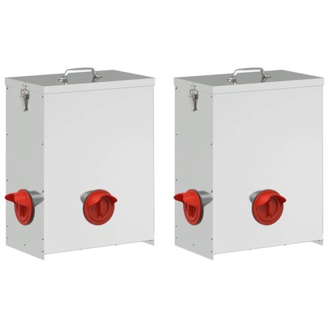 VidaXL Karmnik dla kur 2 pcs Srebrny 32,5 x 20,5 x 43 cm