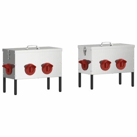 KARMNIK DLA KUR 2 SZT SREBRNY 41,5X20,5X33CM