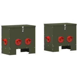VidaXL Karmnik dla kur 2 pcs Zielony oliwkowy 40,5 x 25 x 38 cm