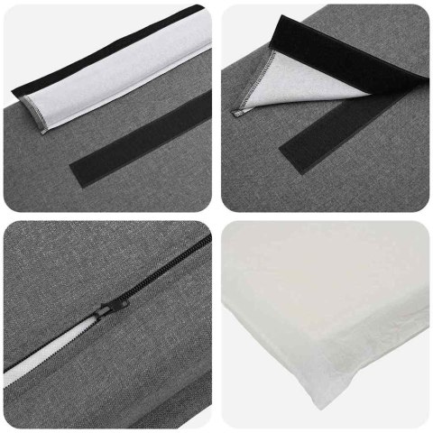 TAPICEROWANE WEZGŁOWIE Z ZAGŁÓWKIEM BIAŁY I JASNOSZARY 180CM