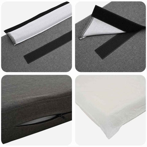 TAPICEROWANE WEZGŁOWIE Z ZAGŁÓWKIEM BIAŁY I JASNOSZARY 200CM