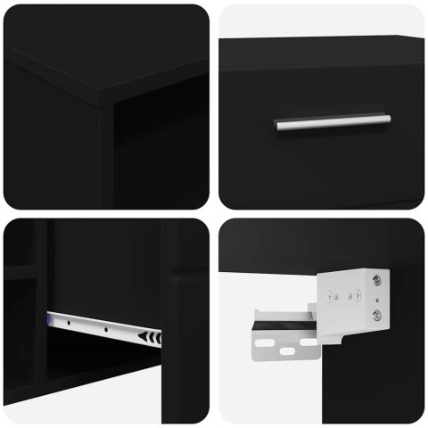 DREWNIANA SZAFKA Z SZUFLADĄ CZARNY 150X39X30CM