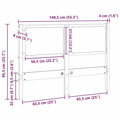 VidaXL Zagłówek Inny Brązowy 135 cm Lite drewno sosnowe
