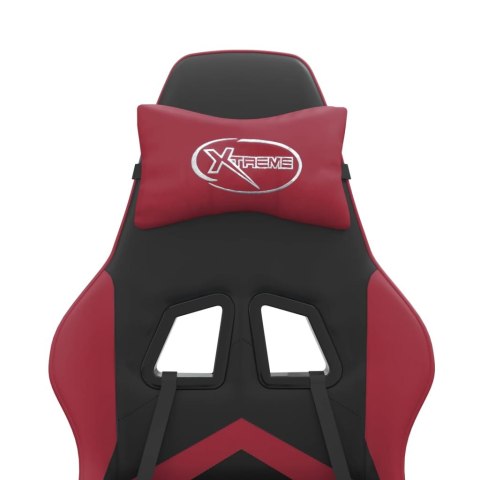 VidaXL Fotel gamingowy z podnóżkiem, czarny i wino, sztuczna skóra