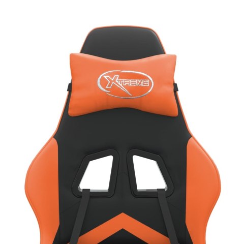 VidaXL Obrotowy fotel gamingowy z podnóżkiem, czarno-pomarańczowy