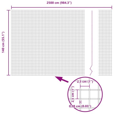 VidaXL Spawana siatka ogrodzeniowa Srebrny 1.4 x 25 m