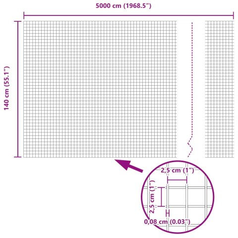 VidaXL Spawana siatka ogrodzeniowa Srebrny 1.4 x 50 m