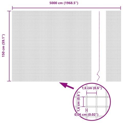 VidaXL Spawana siatka ogrodzeniowa Srebrny 1.5 x 50 m