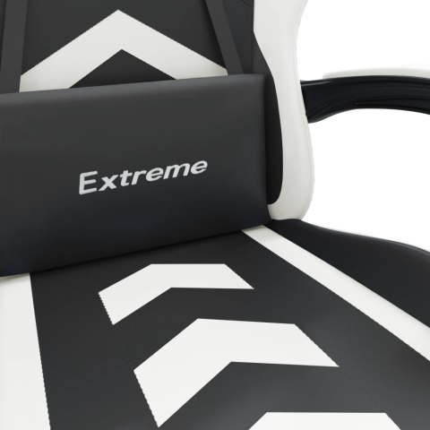 VidaXL Fotel gamingowy, czarno-biały, sztuczna skóra