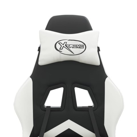 VidaXL Fotel gamingowy, czarno-biały, sztuczna skóra