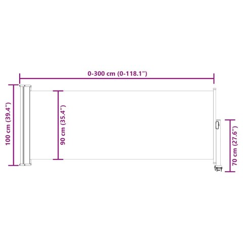 WYSUWANA MARKIZA BOCZNA NA TARAS 100X300CM CZERWONA