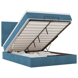 VidaXL Rama łóżka otomana z materacami, niebieska, 140x190 cm, aksamit