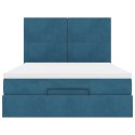 VidaXL Rama łóżka otomana z materacami, niebieska, 140x190 cm, aksamit